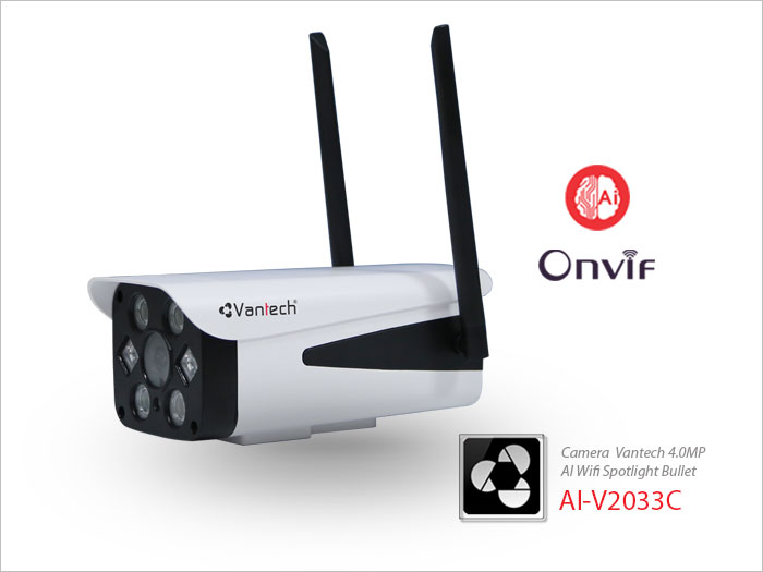 Vantech Camera 4.0MP AI Wifi Spotlight Onvif Bullet AI-V2033C