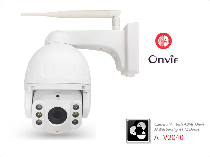 Vantech Camera 2.0MP Onvif Wifi Spotlight P/T Dome AI-V2040